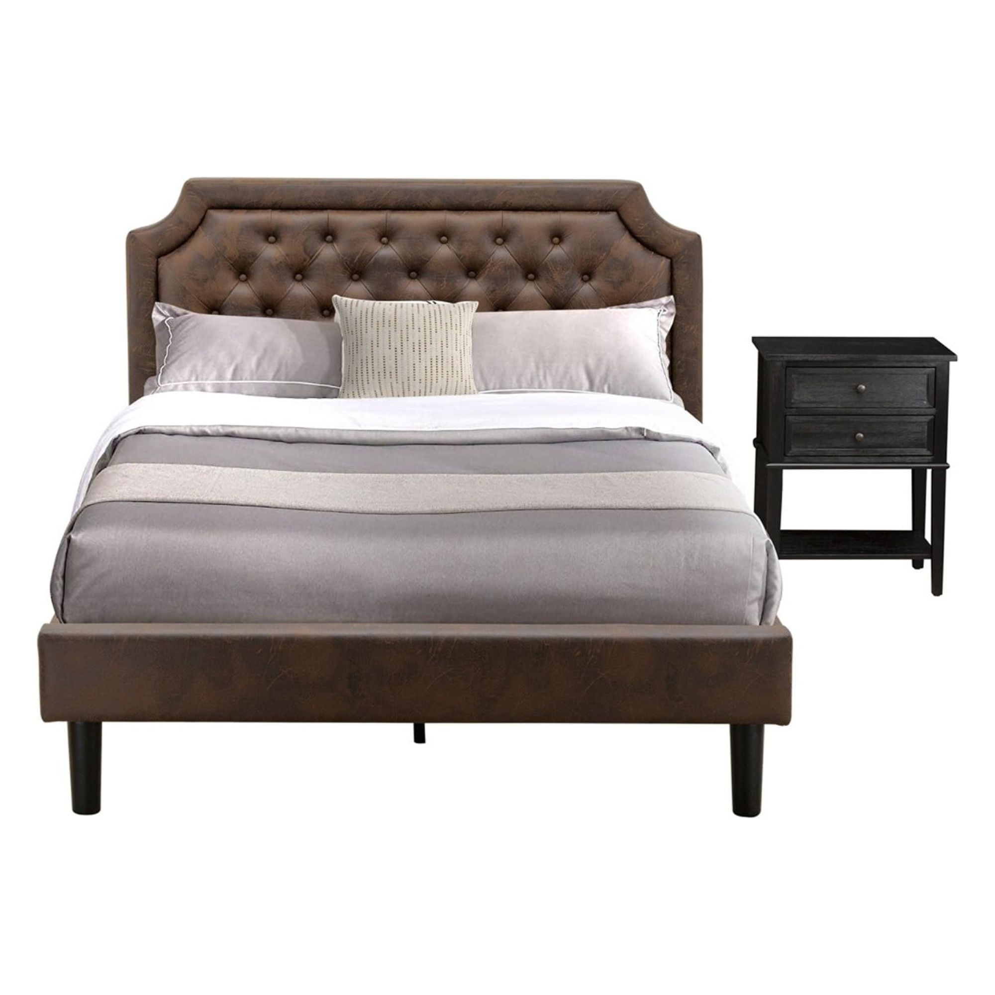 East West Furniture Granbury 2Piece Wood Queen Bedroom Set in Black