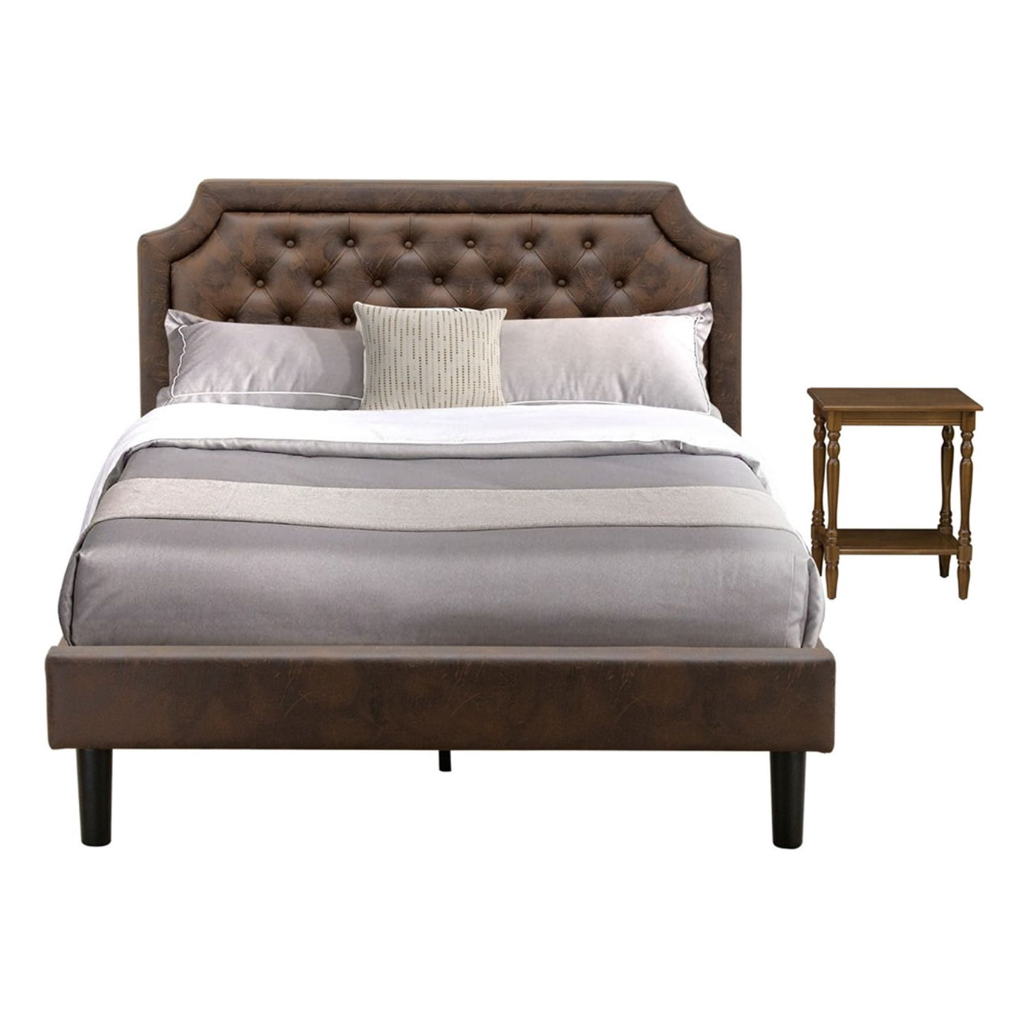 East West Furniture Granbury 2Piece Wooden Queen Bedroom Set in Dark