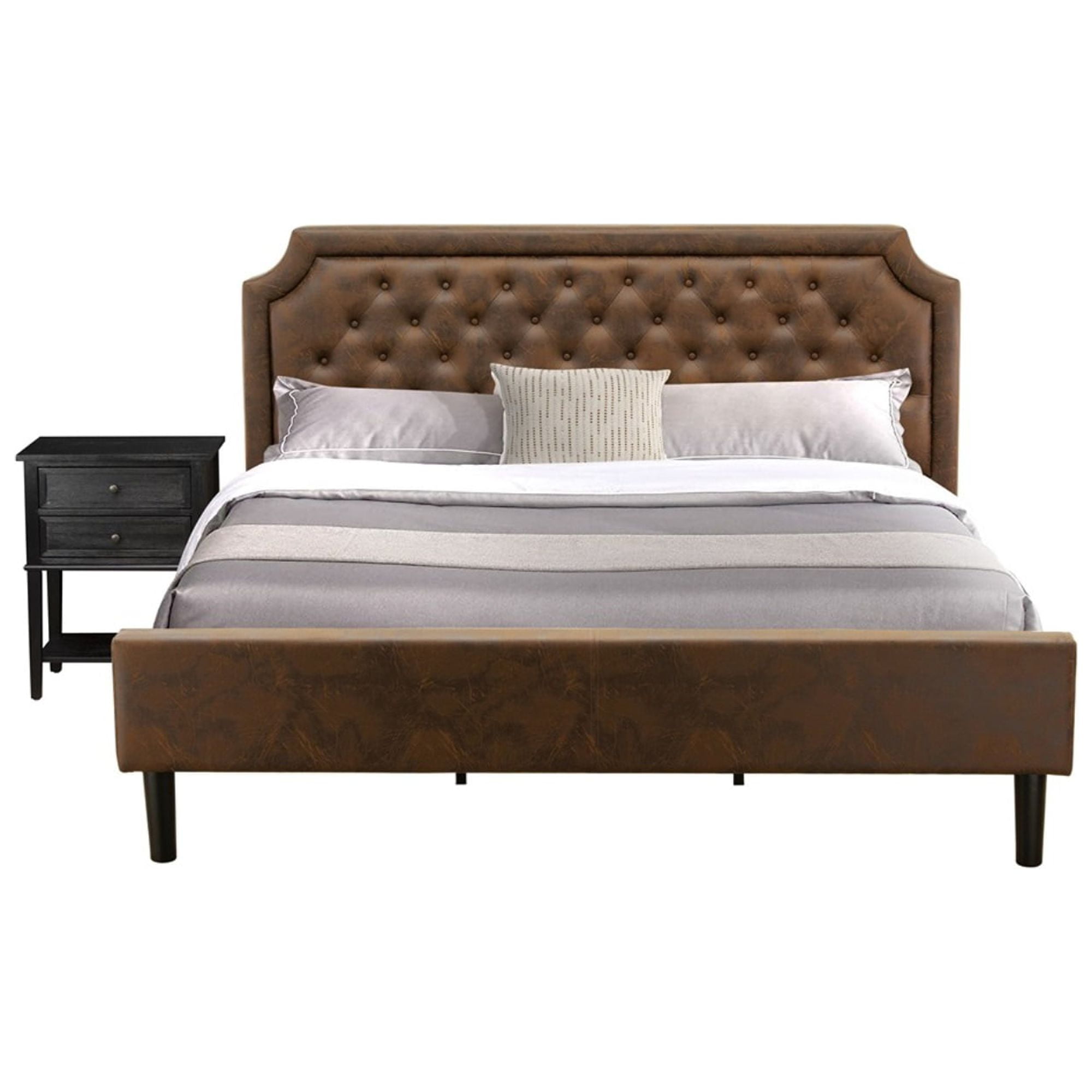 East West Furniture Granbury 2 Pieces Wood King Bedroom Set in Black