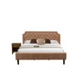 thumbnail image 1 of East West Furniture GB28K-1GA08 2-Pc Platform King Size Bedroom Set with Frame and 1 Antique Walnut Night Stand - Brown Faux Leather and Black Legs, 1 of 8