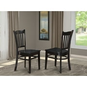 East West Furniture Groton 11" Wood Dining Chairs in Black (Set of 2)