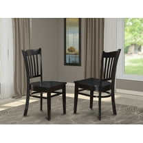 East West Furniture Groton 11" Wood Dining Chairs in Black (Set of 2)