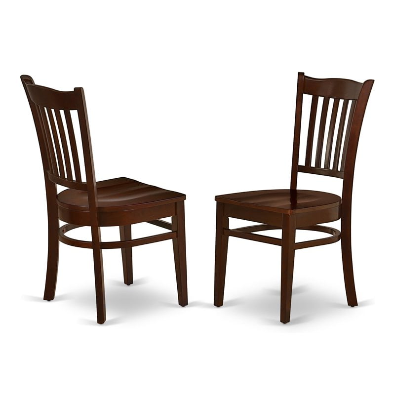 East West Furniture Groton 11" Wood Dining Chairs in Mahogany (Set of 2
