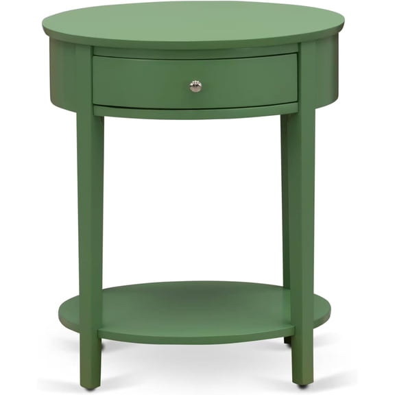 East West Furniture HI-12-ET Mid Century Modern Nightstand with 1 Wood Drawer, Stable and Sturdy Constructed - Clover Green Finish