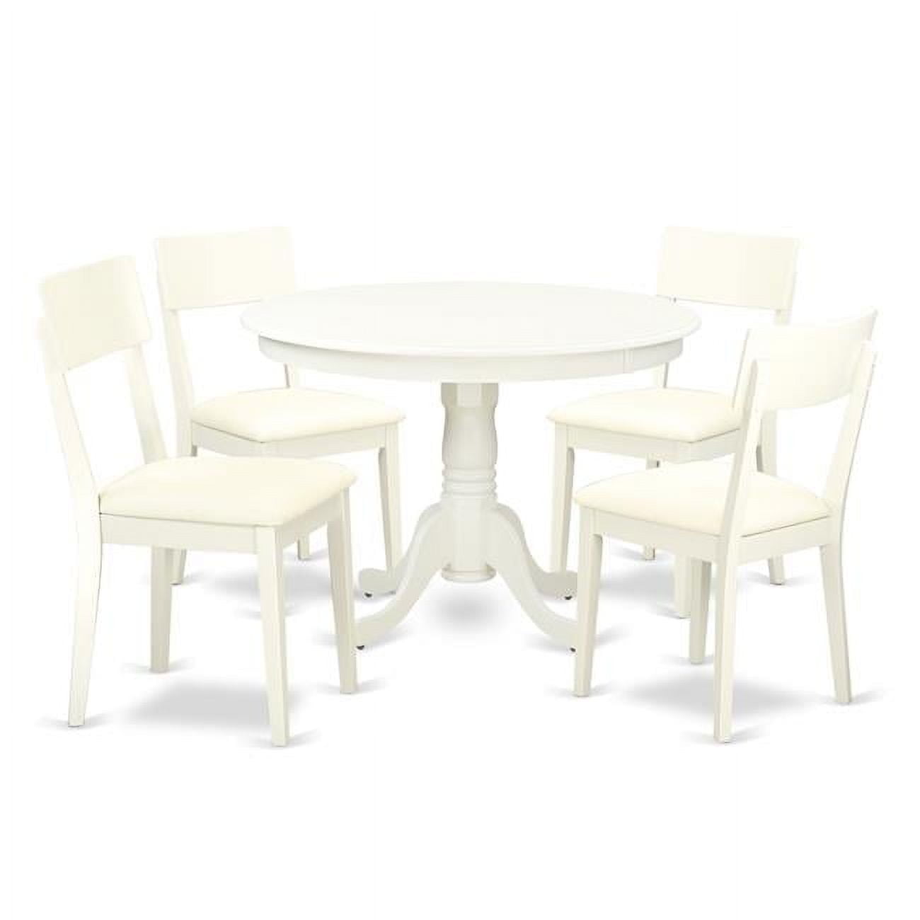 East West Furniture HLAD5-LWH-LC 5 Piece Hartland Set, Linen White