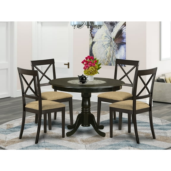East West Furniture HLBO5-CAP-C 5 Piece Small Kitchen Table and Chairs Set-Kitchen Table and 4 Chairs