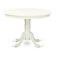 thumbnail image 1 of East West Furniture HLDA5-LWH-22 5 Piece Dining Table Set for Small Spaces Contains a Round Kitchen Table with Pedestal and 4 Upholstered Chairs, 42x42 Inch, linen white, 1 of 6