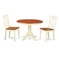 thumbnail image 1 of East West Furniture HLKE3-BMK-W Dining Set - One Round Kitchen Table & Two Chairs Wood Seat, Buttermilk & Cherry - 42 in. - 3 Piece, 1 of 1