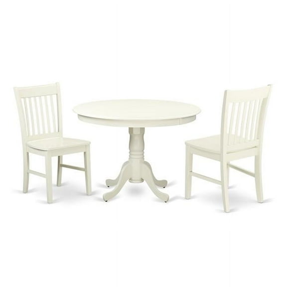 East West Furniture Hartland 3-piece Wood Dining Room Set in Linen White