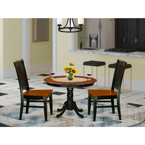 East West Furniture Dining Room Set Black & Cherry, HLWE3-BCH-W