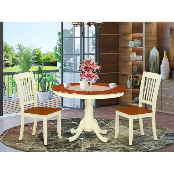 East West Furniture Dining Room Set Buttermilk & Cherry, HLDA3-BMK-W