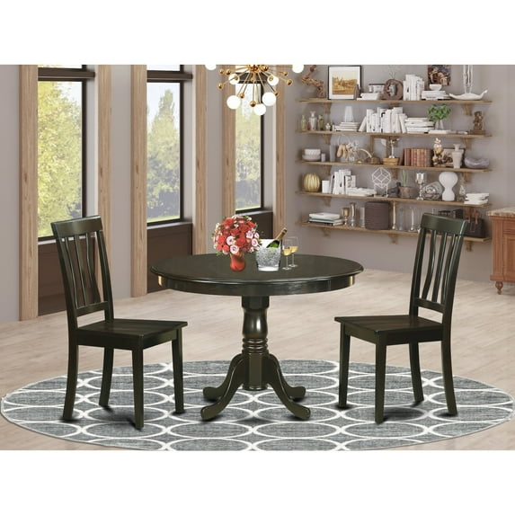 East West Furniture Hartland 3-piece Traditional Wood Dining Set in Cappuccino
