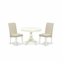 East West Furniture Hartland 3-piece Wood Dining Set in Linen White/Cream