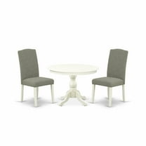 East West Furniture Hartland 3-piece Wood Dining Set in Linen White/Dark Shitake