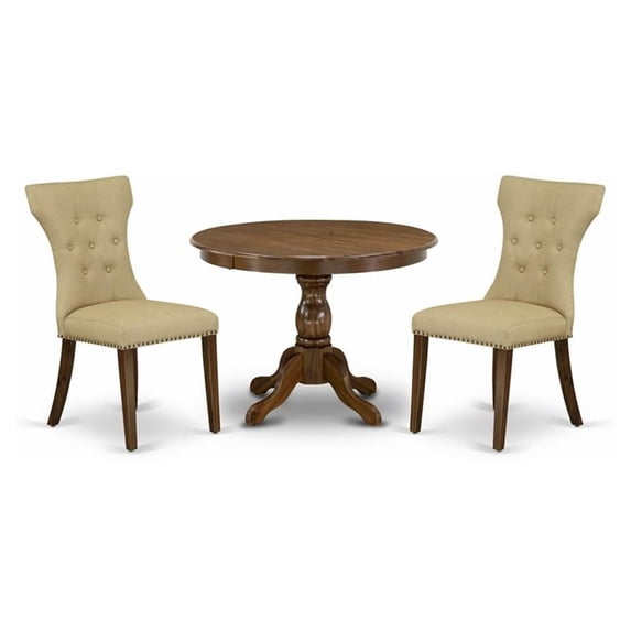 East West Furniture Hartland 3-piece Wood Dining Set in Walnut/Brown