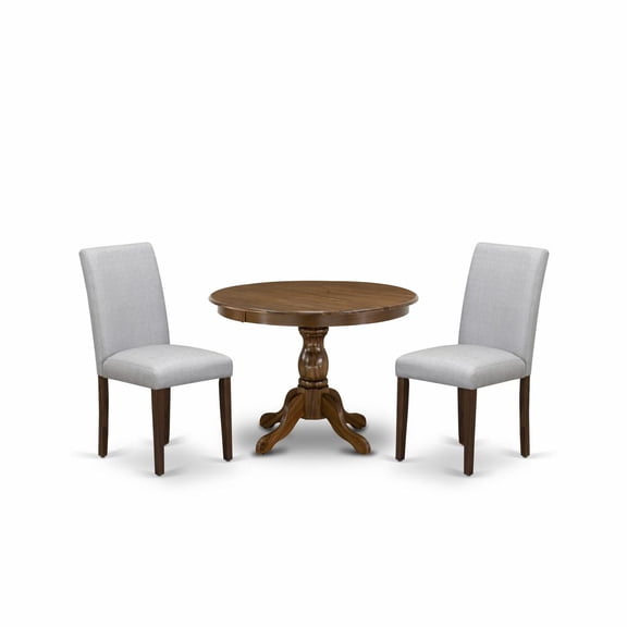 East West Furniture Hartland 3-piece Wood Dining Set in Walnut/Gray
