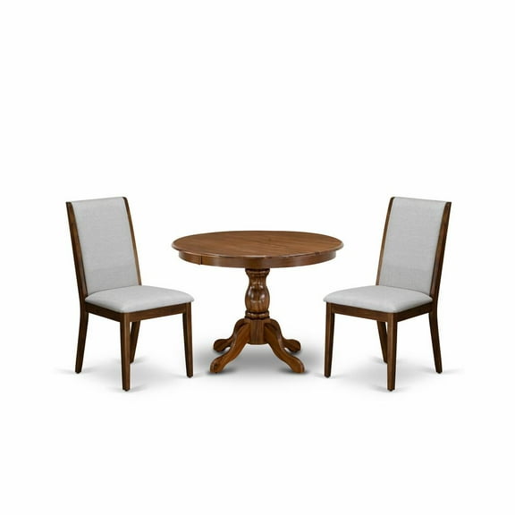East West Furniture Hartland 3-piece Wood Dining Table Set in Walnut