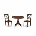 thumbnail image 1 of East West Furniture HBBO3-MAH-W 3 Piece Dining Room Set - Mahogany Dining Room Table and 2 Mahogany Wooden Dining Room Chairs with X-Back - Mahogany Finish, 1 of 3