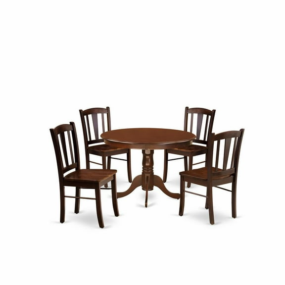 East West Furniture Hartland 5 Pieces Solid Wooden Dining Set in Mahogany