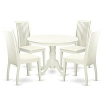 East West Furniture Dining Room Set Linen White, HLIP5-LWH-W