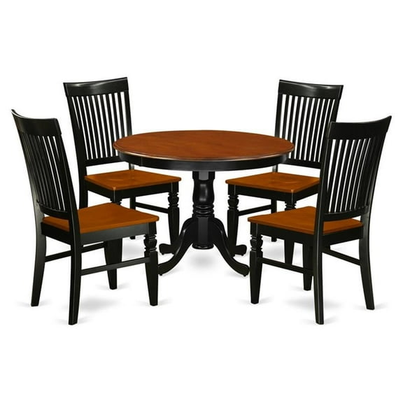 East West Furniture Dining Room Set Black & Cherry, HLWE5-BCH-W