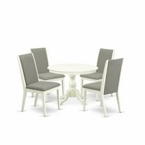 East West Furniture Hartland 5-piece Wood Dining Set in Linen White/Shitake