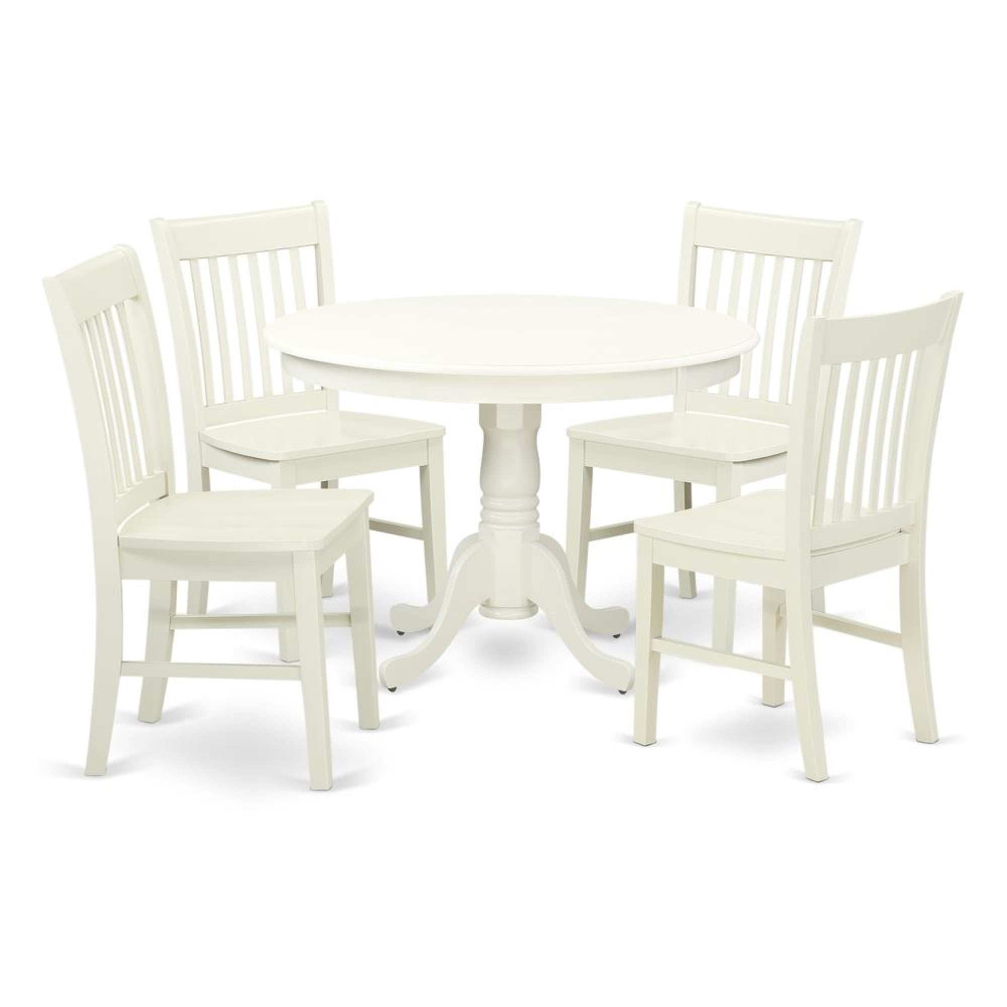 East West Furniture Hartland 5-piece Wood Dining Set in Linen White
