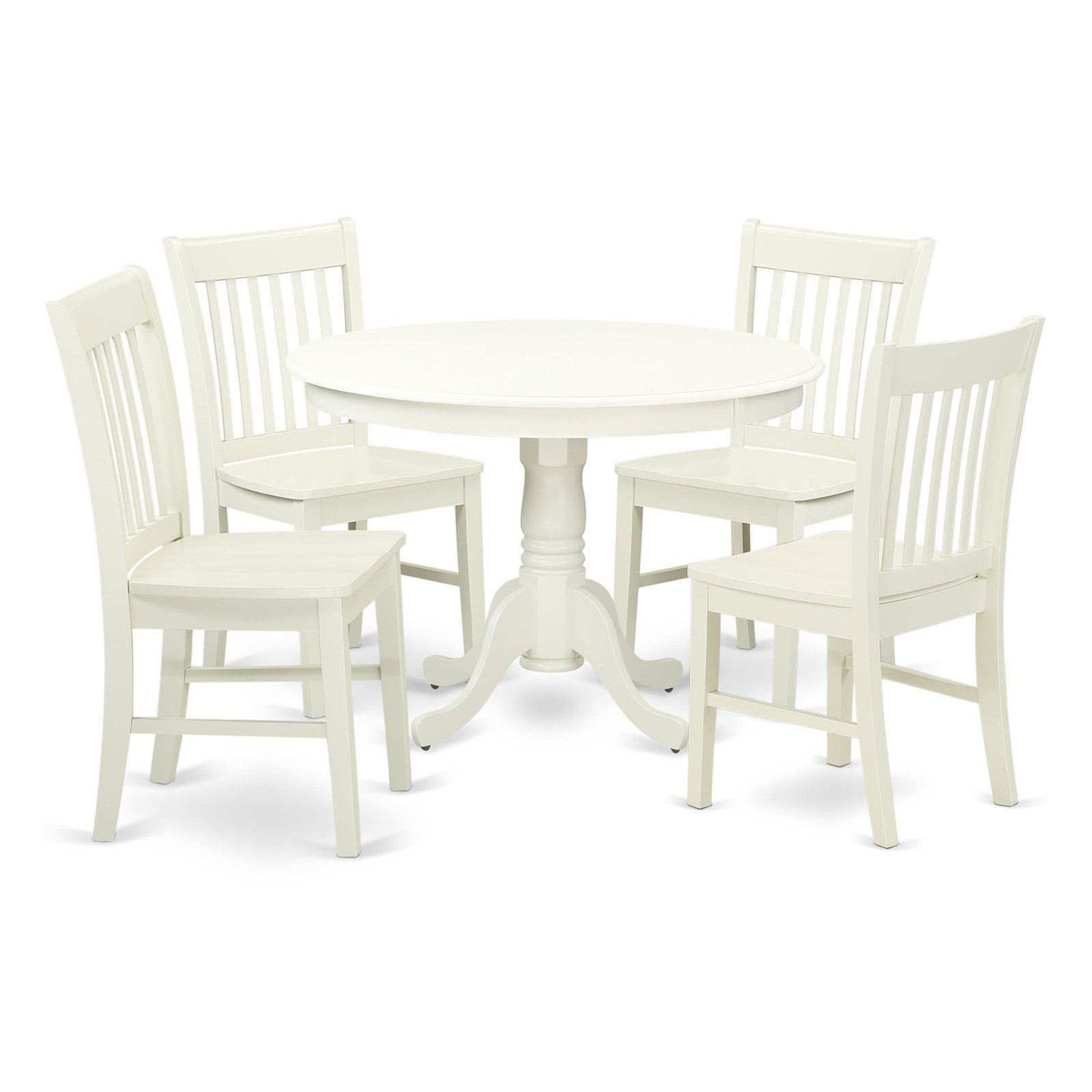 East West Furniture Hartland 5-piece Wood Dining Set in Linen White