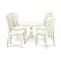 East West Furniture Hartland 5-piece Wood Dining Set in Linen White