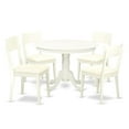 thumbnail image 1 of East West Furniture Hartland 5-piece Wood Dining Set with Leather Seat in White, 1 of 4