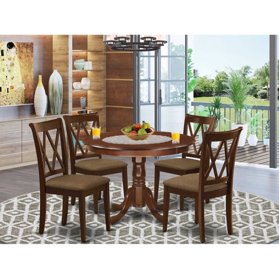 East West Furniture Dining Room Set Mahogany, HLCL5-MAH-C