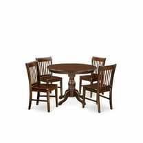 East West Furniture Hartland 5-piece Wood Dining Set with Nail Heads in Mahogany