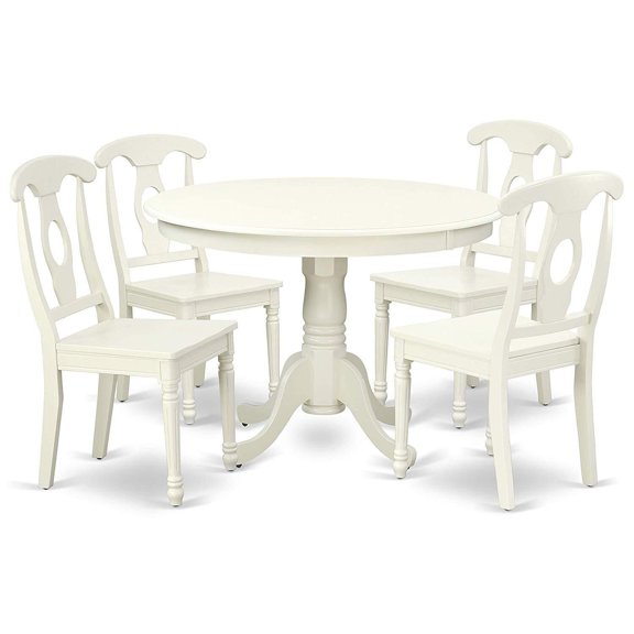 East West Furniture Dining Room Set Linen White, HLKE5-LWH-W