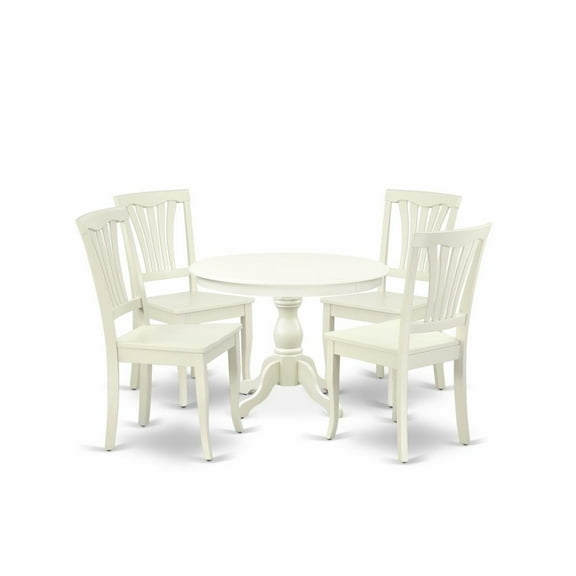 East West Furniture Hartland 5-piece Wood Dining Set with Slatted Back in White