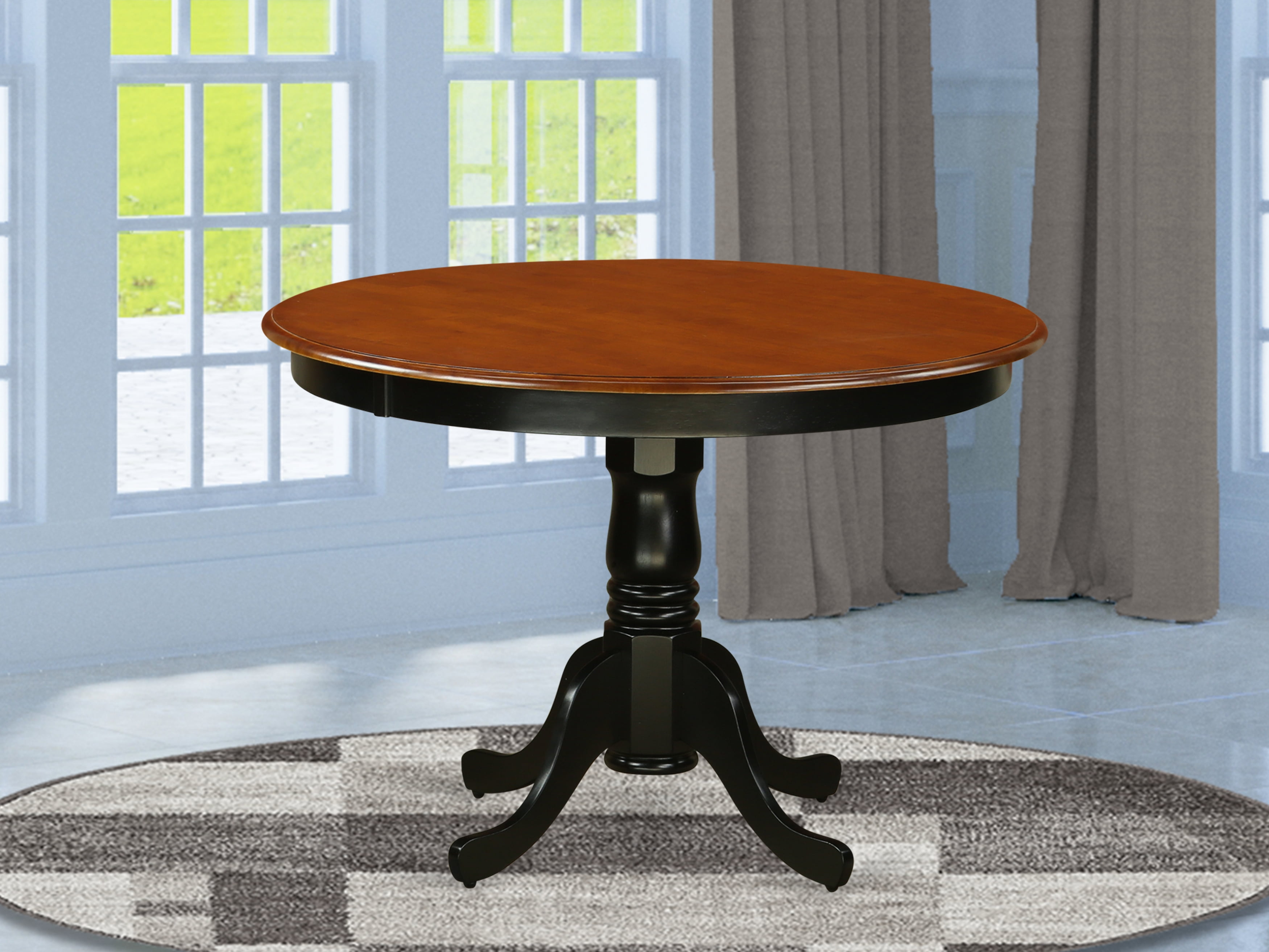 Hartland Round Black and Cherry Wood Extendable Dining Table