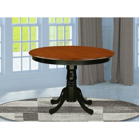 East West Furniture Hartland Round Wood Dining Table in Black/Cherry