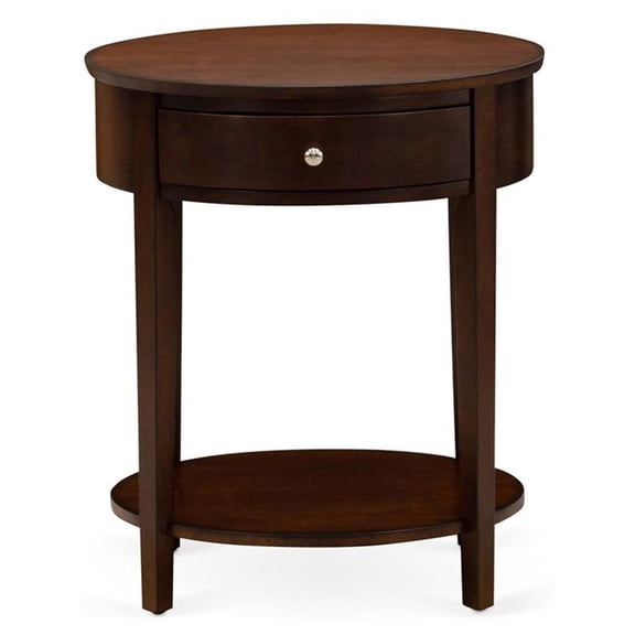 East West Furniture Hillsboro Asian Wood Nightstand in Antique Mahogany