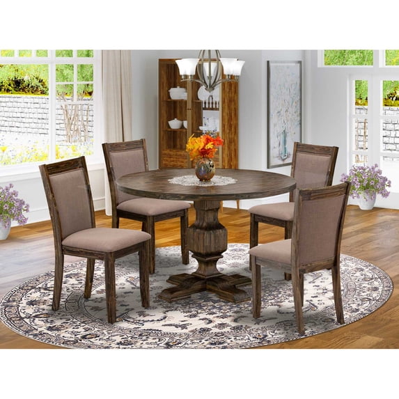 East West Furniture Irving 5-Piece Wood Dining Set in Coffee/Distressed Jacobean