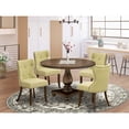thumbnail image 1 of East West Furniture 5-Pc Mid Century Dining Set - Modern Kitchen Table and 4 Limelight Color Parson Chairs with Button Tufted Back - Distressed Jacobean Finish, 1 of 7