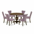 thumbnail image 1 of East West Furniture 7 Piece Table Set Consists of a Kitchen Table and 6 Dahlia Linen Fabric Dining Chairs with Button Tufted Back - Distressed Jacobean Finish, 1 of 2