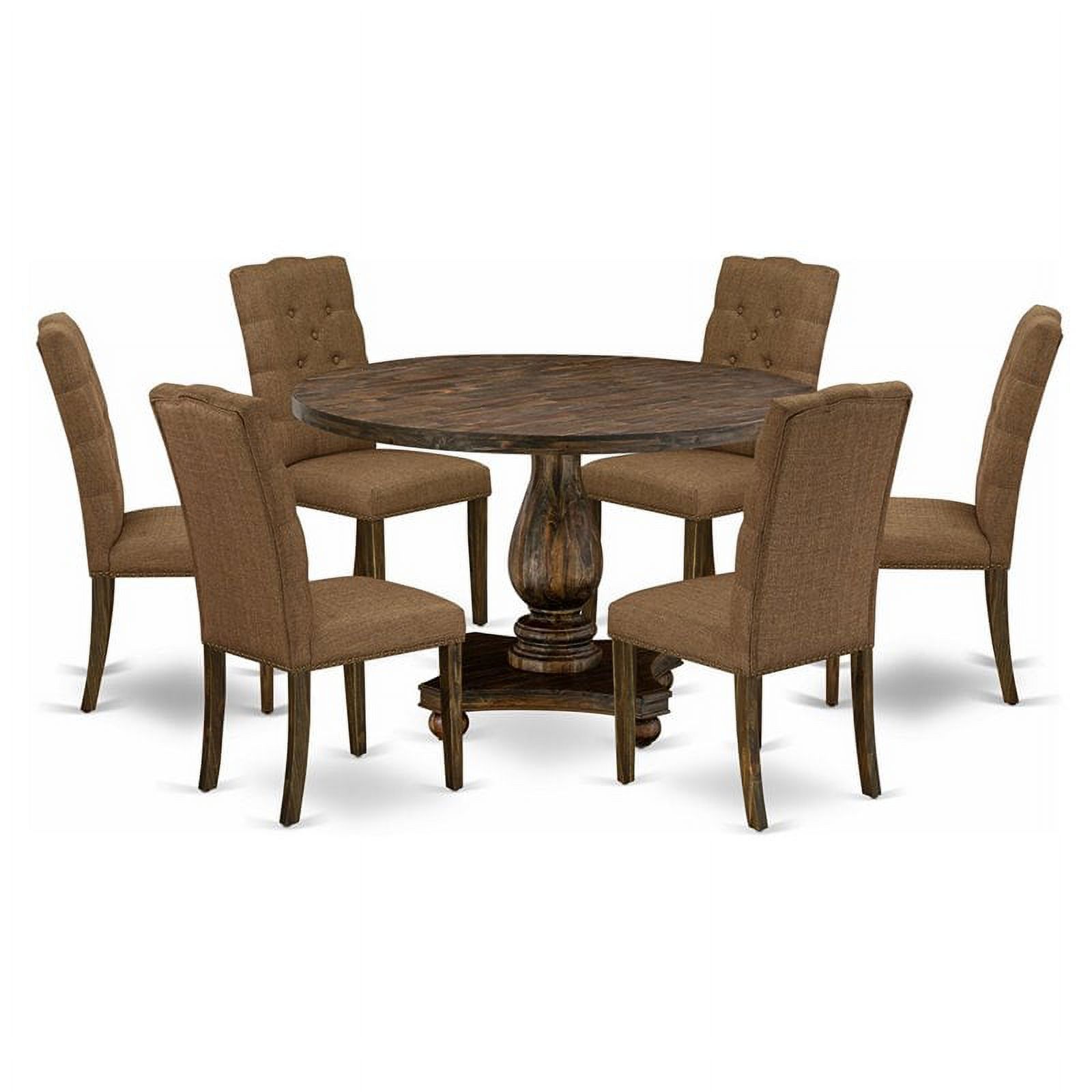 East West Furniture Irving 7 Pieces Wooden Dining Set in Jacobean/Brown