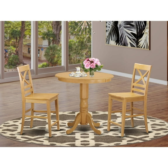 East West Furniture Jackson 3-piece Dining Set with Counter Height Stools in Oak