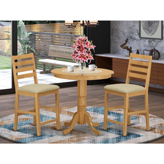 East West Furniture Jackson 3-piece Traditional Wood Dining Set in Oak