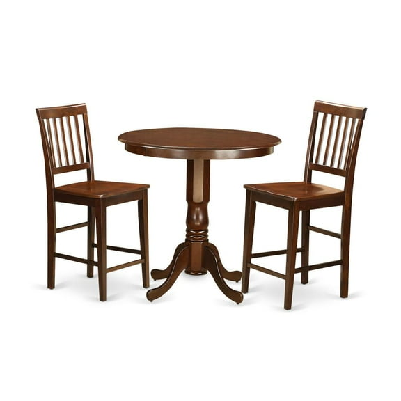 East West Furniture Jackson 3-piece Wood Counter Height Dining Set in Mahogany