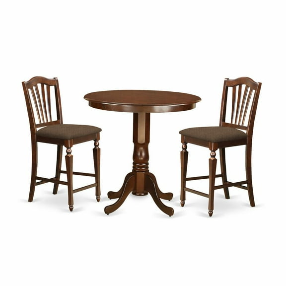 East West Furniture Jackson 3-piece Wood Dining Set with Stools in Mahogany