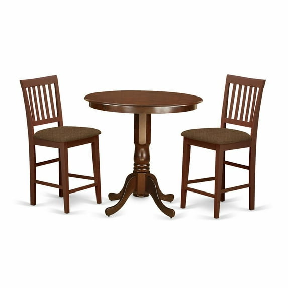 East West Furniture Jackson 3-piece Wood Dining Table and Chairs in Mahogany