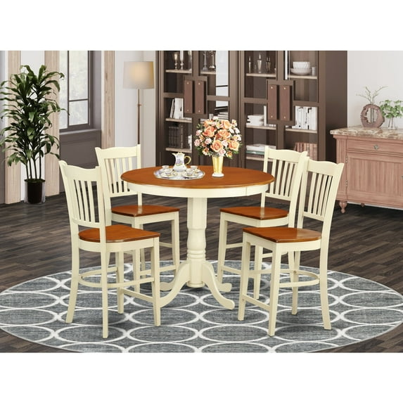East West Furniture Jackson 5-piece Wood Dining Set in Buttermilk/Cherry
