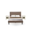 thumbnail image 1 of East West Furniture KD16Q-2GA0C 3 Pc Queen Bed Set - Queen Size Bed Dark Khaki Headboard with 2 Night Stand - Black Finish Legs, 1 of 8