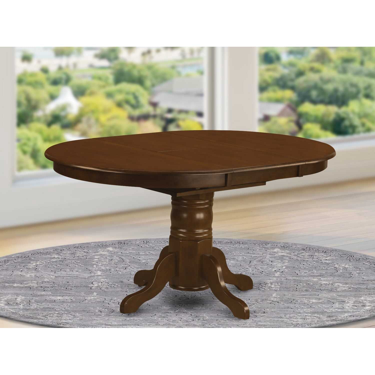 East West Furniture Vintage Kenley Expandable 42-60 Inch Oval Pedestal Dining Table with ...