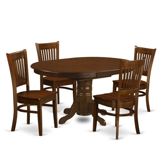 East West Furniture KEVA5-ESP-W Set Kenley Dining Table with One Leaf & 4 Wood Chairs, Espresso - 18 in. - 5 Piece
